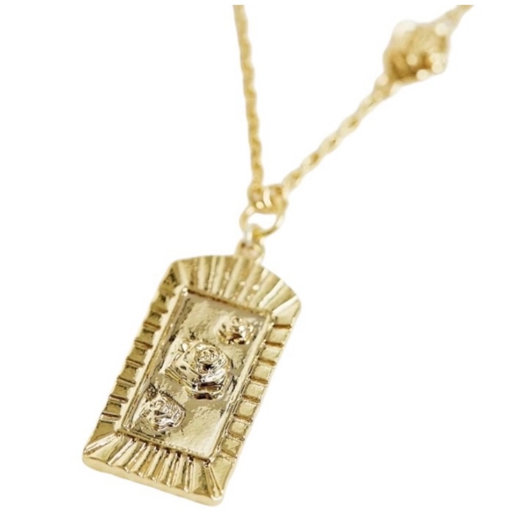 Wanderlust + Co, 18K Gold Filled Over S925 + CZ, “Rose Card” Necklace - Picture 2 of 3